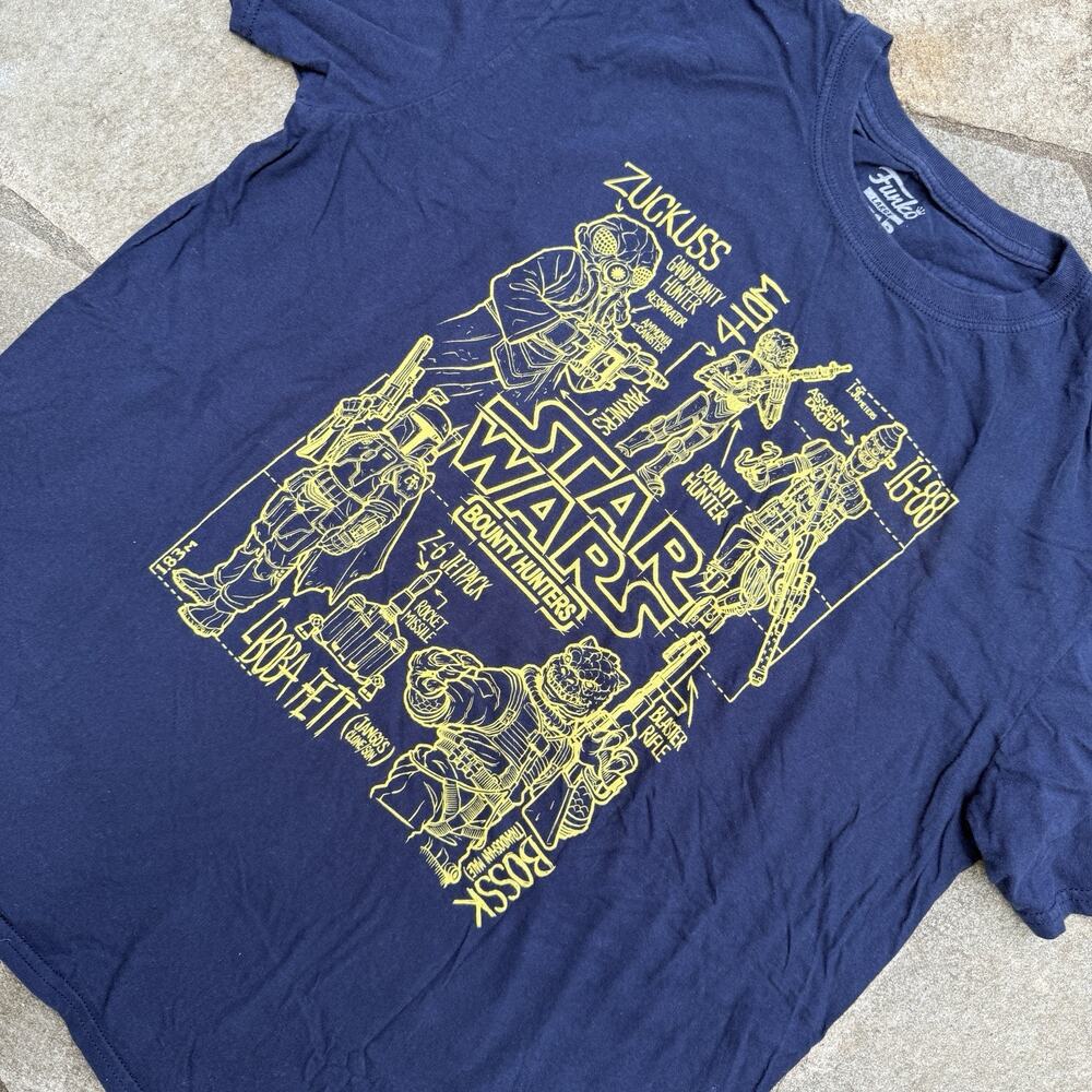 Star Wars Shirt Large Blue Funko Pop Bounty Boba Fett Hunters Smugglers